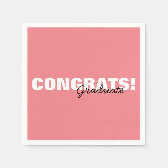 Moderne rosa Typografie Glückwunsch Graduate Serviette (Vorderseite)