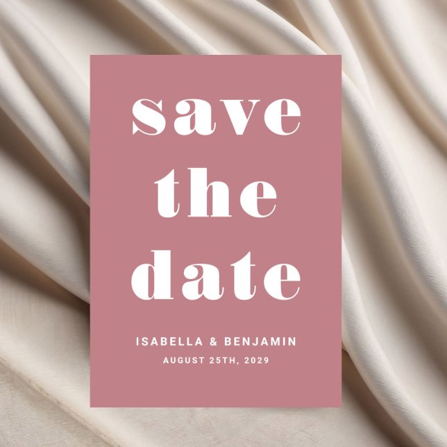 Moderne, rosa Typografie Save The Date (Pink Dusty Rose Modern Typography Wedding Save The Date)