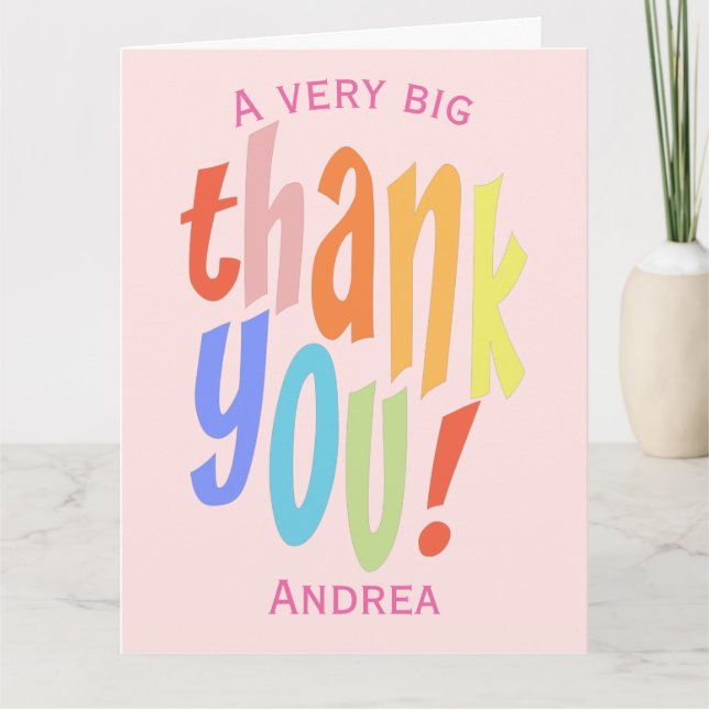 Moderne rosa Typografie Vielen Dank für Ihre Werts Karte (Vorderseite)