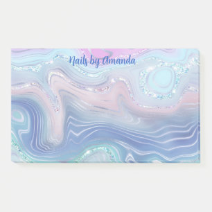 Moderne rosa und blaue Wasserfarbe Wirbel Glitter Post-it Klebezettel