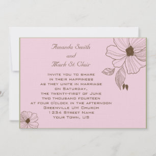 Moderne Rosa und Braun-Hochzeitseinladung Einladung