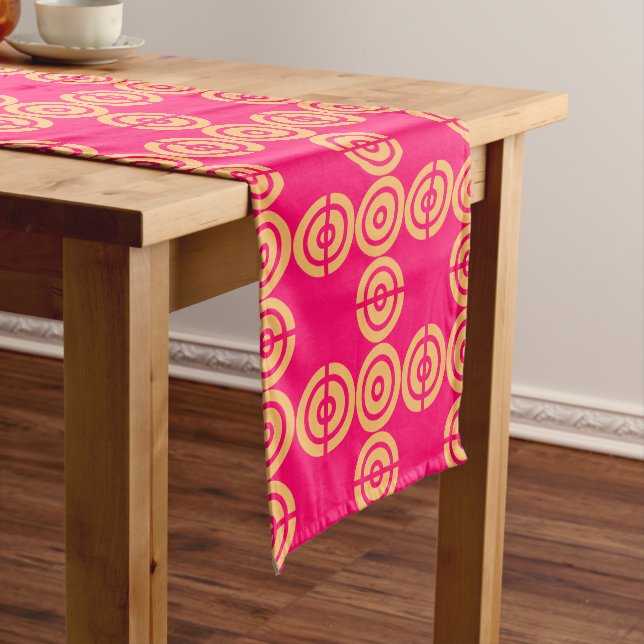 Moderne rosa und gelbe Früchte Mittelgroßer Tischläufer (Beispiel)