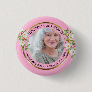 Moderne rosa und goldene Blumengedächtnis-Schaltfl Button