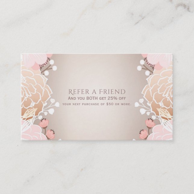Moderne rosa und goldene Flora Botanischer Garten Empfehlungskarte (Vorderseite)