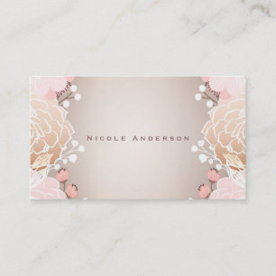 Moderne rosa und goldene florale botanische Blumen Visitenkarte