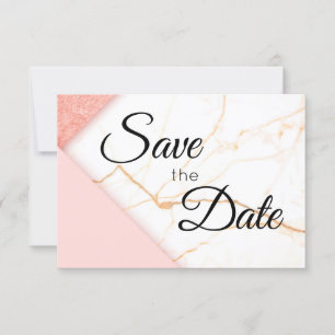 Moderne rosa und goldene Glittermarmor-Optik Save The Date