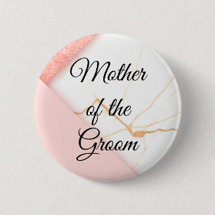 Moderne rosa und goldene Marmor-Mutter des Bräutig Button