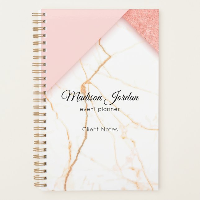 Moderne rosa und goldene Marmorverkleidung Planer (Vorderseite)