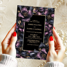 Moderne, rosa und graue Blumenhochzeit Einladung