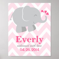 Moderne rosa und graue Elefant Custom Monogram