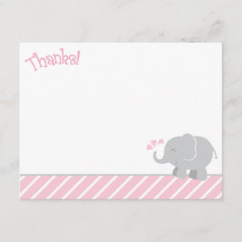 Moderne rosa und graue Elefantenmädchen Danke Mitteilungskarte