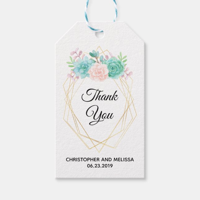Moderne rosa und grüne Aquarellfarben Geschenkanhänger (Vorderseite)