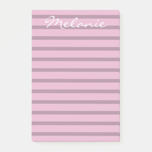Moderne Rosa und Mauve gestreift Post-it Klebezettel