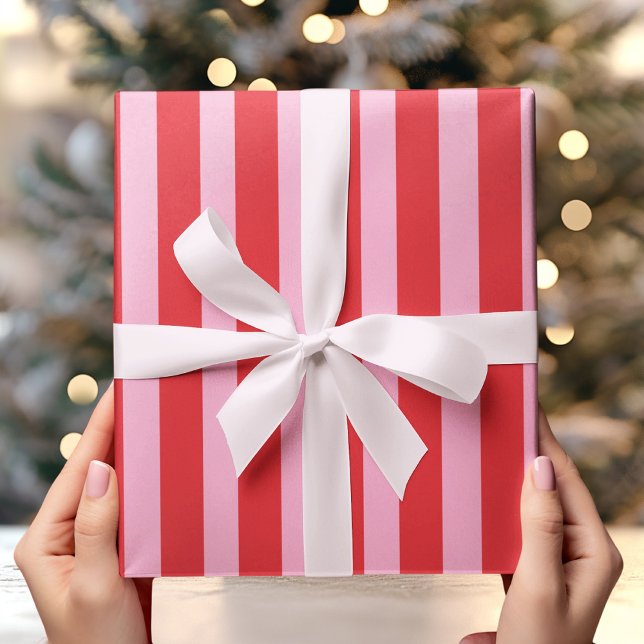 Moderne rosa und rote, fette Streifen Geschenkpapier (Von Creator hochgeladen)
