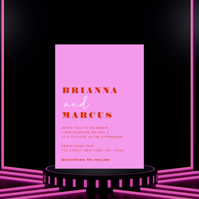 Moderne rosa und rote, fette Typografie QR Code We Einladung (Von Creator hochgeladen)