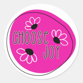 Moderne Rosa und Schwarz wählen Joy Round Sticker