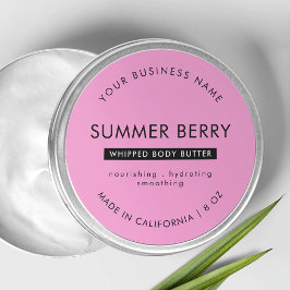 Moderne rosa und schwarze Butter Kosmetik Jar Lid Runder Aufkleber