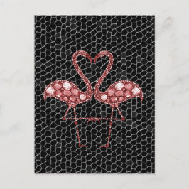 Moderne rosa und schwarze Flamingo Abstrakt Postkarte
