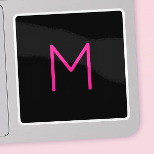Moderne rosa und schwarze Monogramm Aufkleber