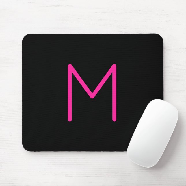 Moderne rosa und schwarze Monogramm Mousepad (Mit Mouse)