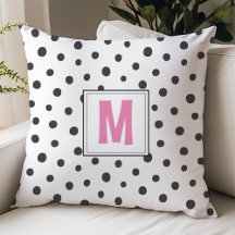 Moderne rosa und schwarze Punkte-Monogramm-Schlafs
