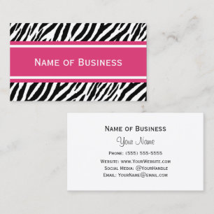 Moderne rosa und schwarze Zebrastreifen Kontaktkar Visitenkarte