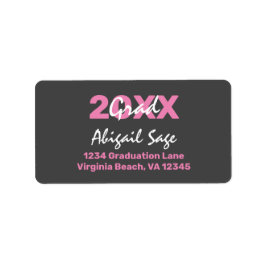 Moderne, rosa und weiße Abschluss-Adresse Adressaufkleber