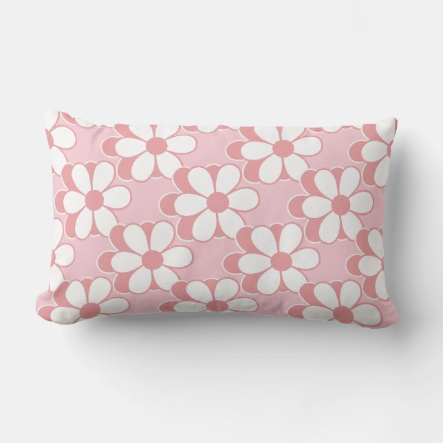 Moderne rosa und weiße Blume in hellrosa Lendenkissen (Vorderseite)