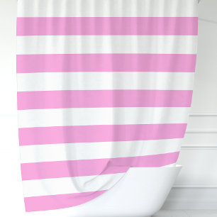 Moderne rosa und weiße breite Streifen Duschvorhang