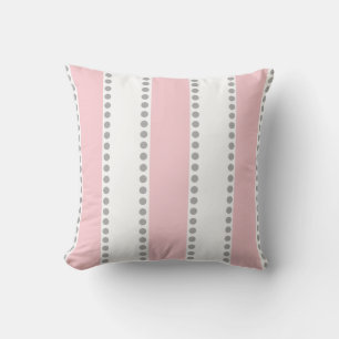 Moderne rosa und weiße graue Polka-Punkte Streifen Kissen