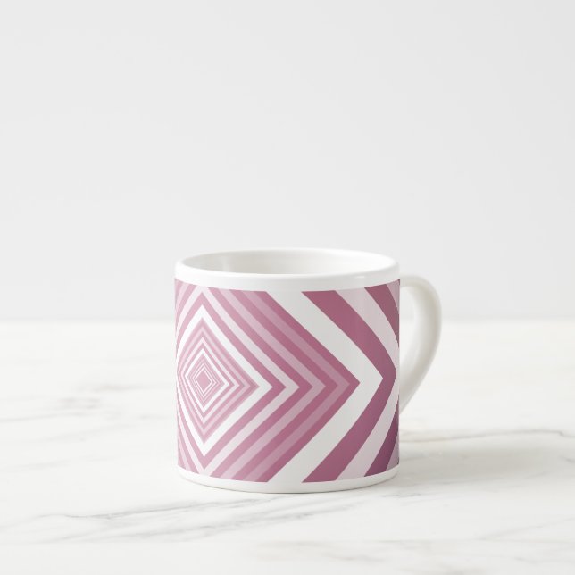 Moderne rosa und weiße Gravierplätze Espressotasse (Vorderseite Rechts)