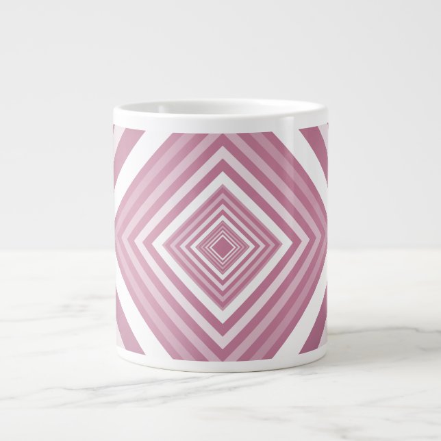 Moderne rosa und weiße Gravierplätze Jumbo-Tasse (Vorderseite)
