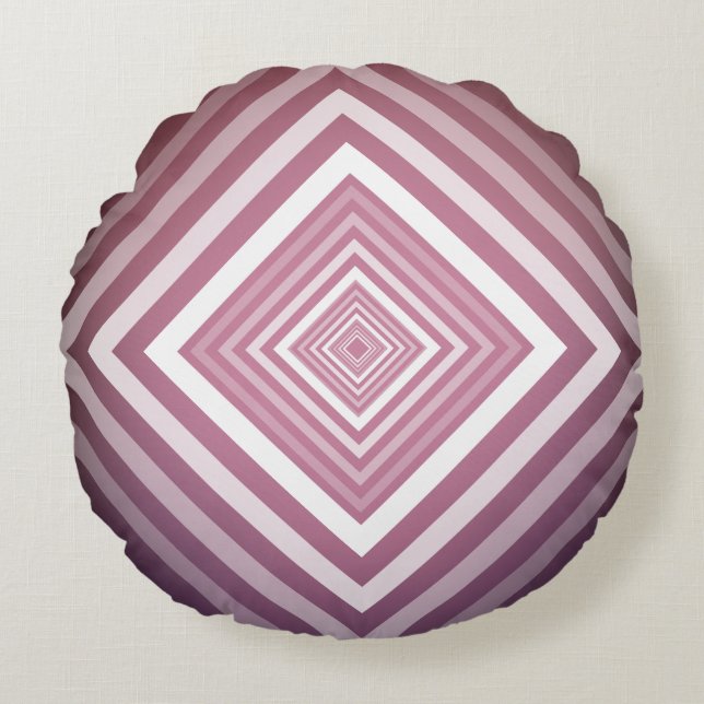 Moderne rosa und weiße Gravierplätze Rundes Kissen (Vorderseite)