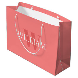 Moderne rosa und weiße minimalistische monogrammie große geschenktüte