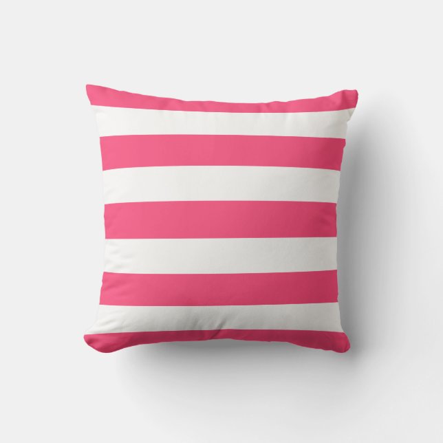 Moderne rosa und weiße Streifen Kissen (Vorderseite)