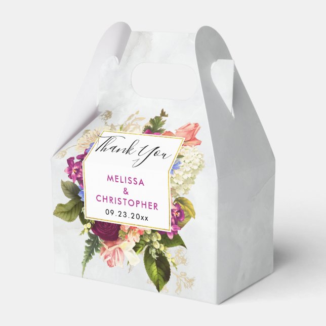 Moderne rosa und weiße Wasserfarben Blumenstrauß Geschenkschachtel (Vorderseite)