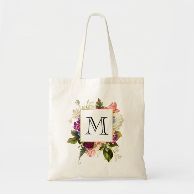 Moderne rosa und weiße Wasserfarben Blumenstrauß Tragetasche (Vorne)