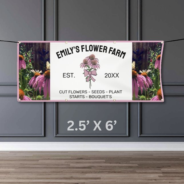 Moderne Rosa- und Weißfarm mit zwei Fotos Blume Banner (Von Creator hochgeladen)