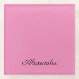 Moderne rosa Vorlage, schwarze Schrift Glasuntersetzer