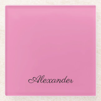 Moderne rosa Vorlage, schwarze Schrift Glasuntersetzer