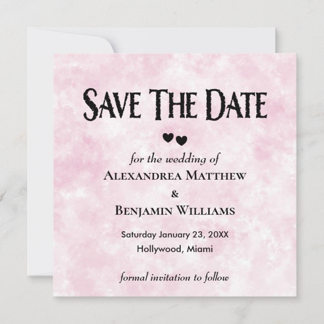 Moderne rosa Wasserfarbe Elegante Hochzeit Persönl Save The Date (Vorderseite)