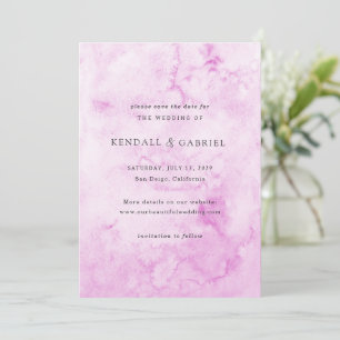 Moderne rosa Wasserfarbe Elegante Hochzeit Save The Date