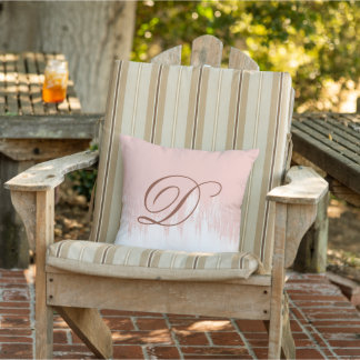 Moderne rosa Wasserfarbe Pinselführungen Monogramm Kissen
