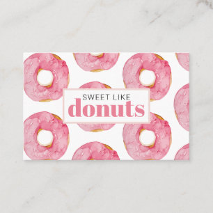 Moderne rosa Wasserfarbe Süß wie Donuts Zitat Visitenkarte