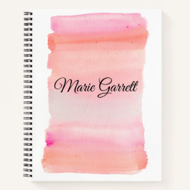 Moderne rosa Wasserfarben Pinselstriche Notizbuch