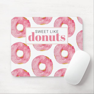 Moderne rosa Wasserfarben süß wie Donuts Zitat Mousepad