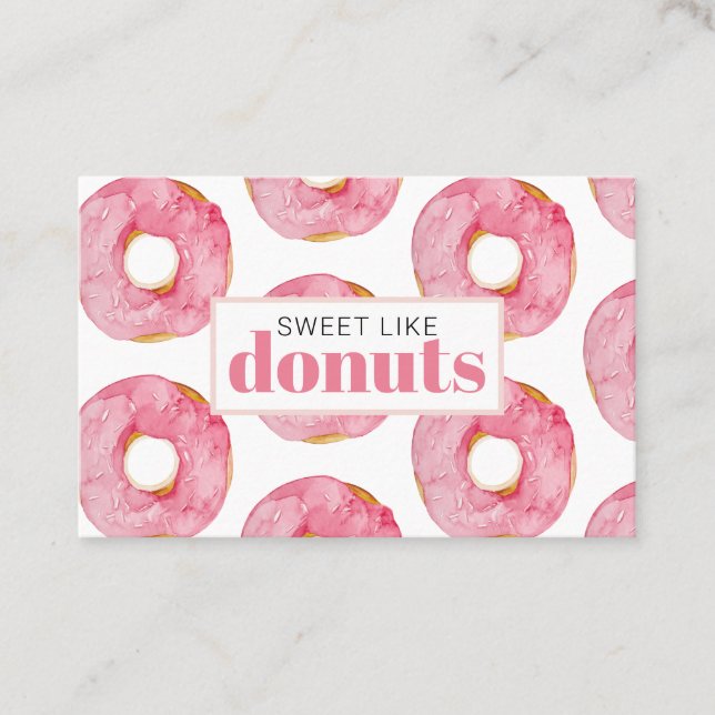 Moderne rosa Wasserfarben süß wie Donuts Zitat Visitenkarte (Vorderseite)