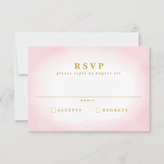Moderne rosa Watercolor Wedding RSVP Card Karte (Vorderseite)
