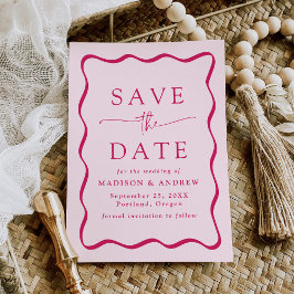 Moderne rosa Wavy Frame Wedding Save The Date