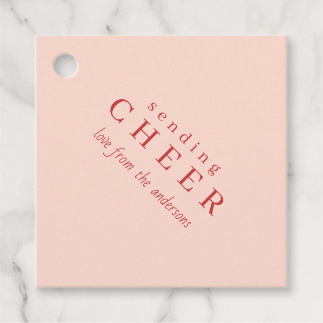 Moderne rosa Weihnachtsgeschenktafeln Geschenkanhänger (Vorderseite)
